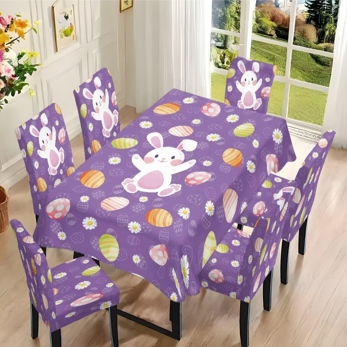 ZDCUSTOM St Patricks Day Table Cloth and Chair Cover Set of 4 Green Tablecloths Rectangular Festive Chair Covers for Dining Chairs St. Patrick’s Day Decoration