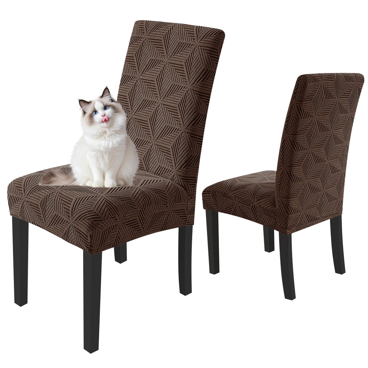 YEMYHOM 2 Packs Latest Checkered Dining Chair Slipcover Parsons Chair Furniture Protector Stretch Chair Covers for Dining Room, Restaurant, Kitchen, Party (Light Gray)