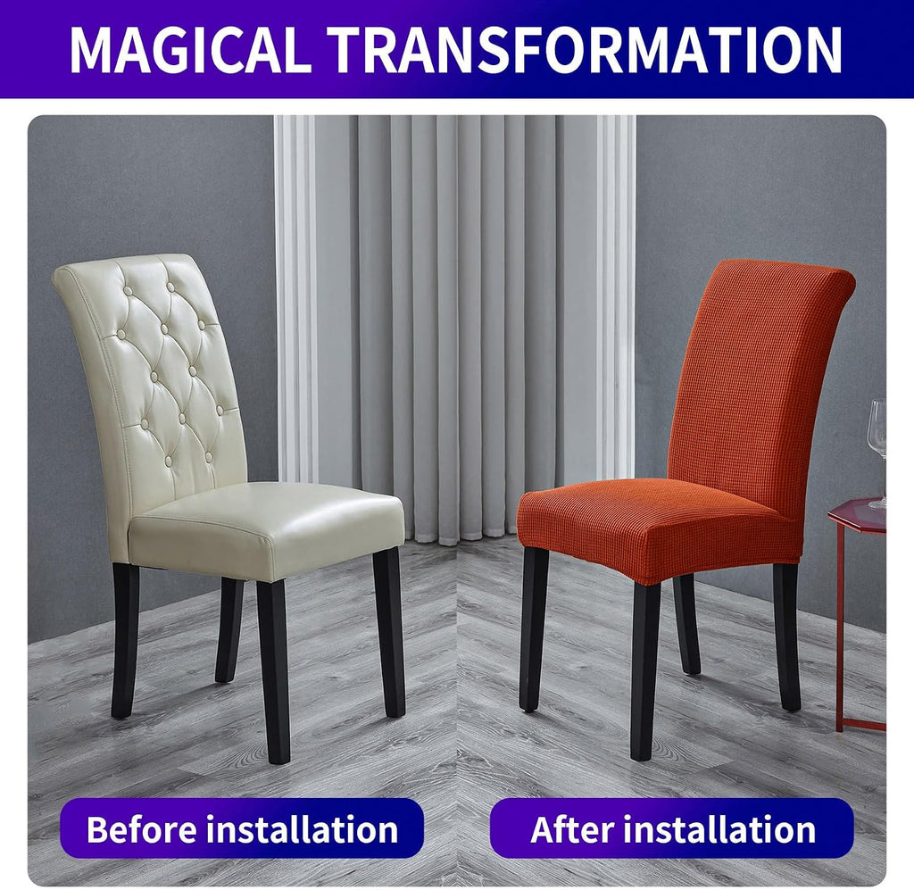 Stretch Chair Covers for Dining Room Set of 4, Removable Washable Dining Room Chair Covers, Dining Chair Slipcovers Seat Protector, Great for Home and Banquet Decor (Pureed Pumpkin, 4 Pack)