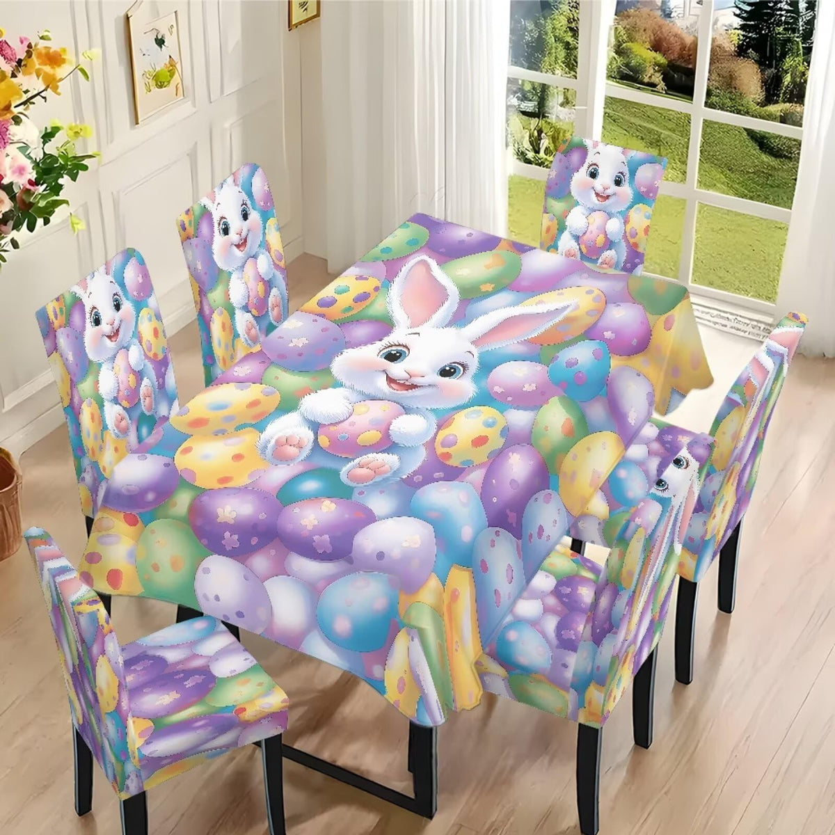 ZDCUSTOM St Patricks Day Table Cloth and Chair Cover Set of 4 Green Tablecloths Rectangular Festive Chair Covers for Dining Chairs St. Patrick’s Day Decoration