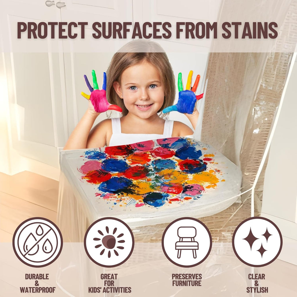 Evelots 6-Pack Clear PVC Dining Chair Covers, Spill-Resistant Protectors