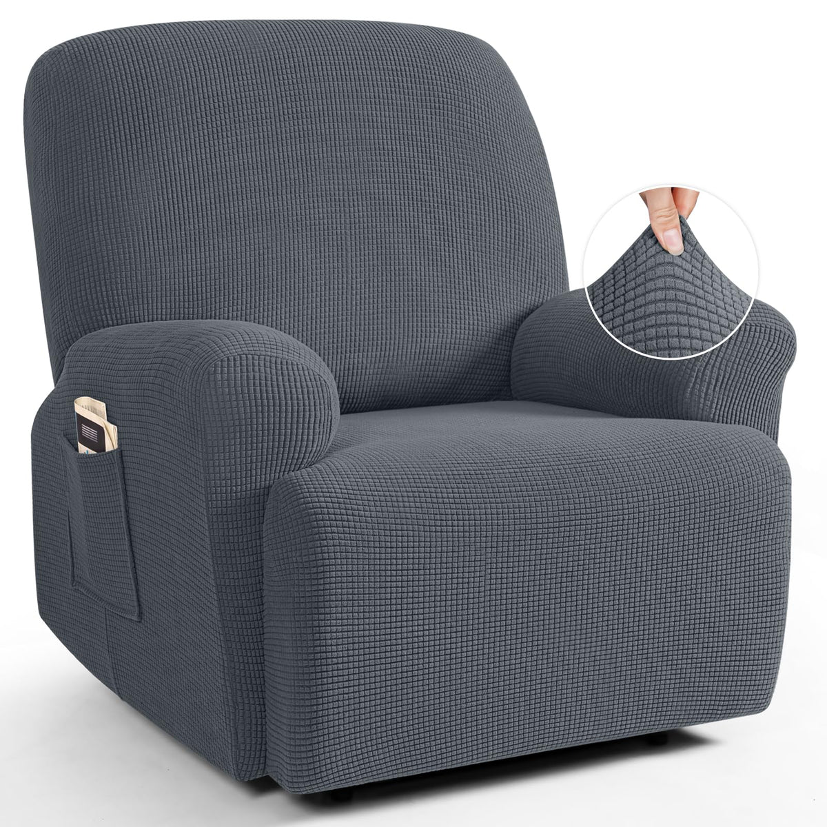 TAOCOCO Stretch Loveseat Recliner Covers 6 Piece, Charcoal Grey