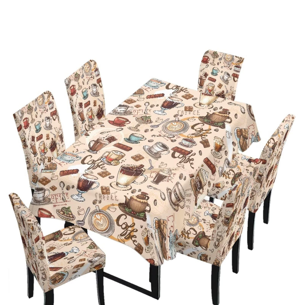 Dining Seat Slipcovers for Easter Decor Set of 7 Includes Tablecloths and Stretch Removable Dining Room Chair Covers Stain Resistant Table Protector, Easter Egg Love Heart Gnome Print