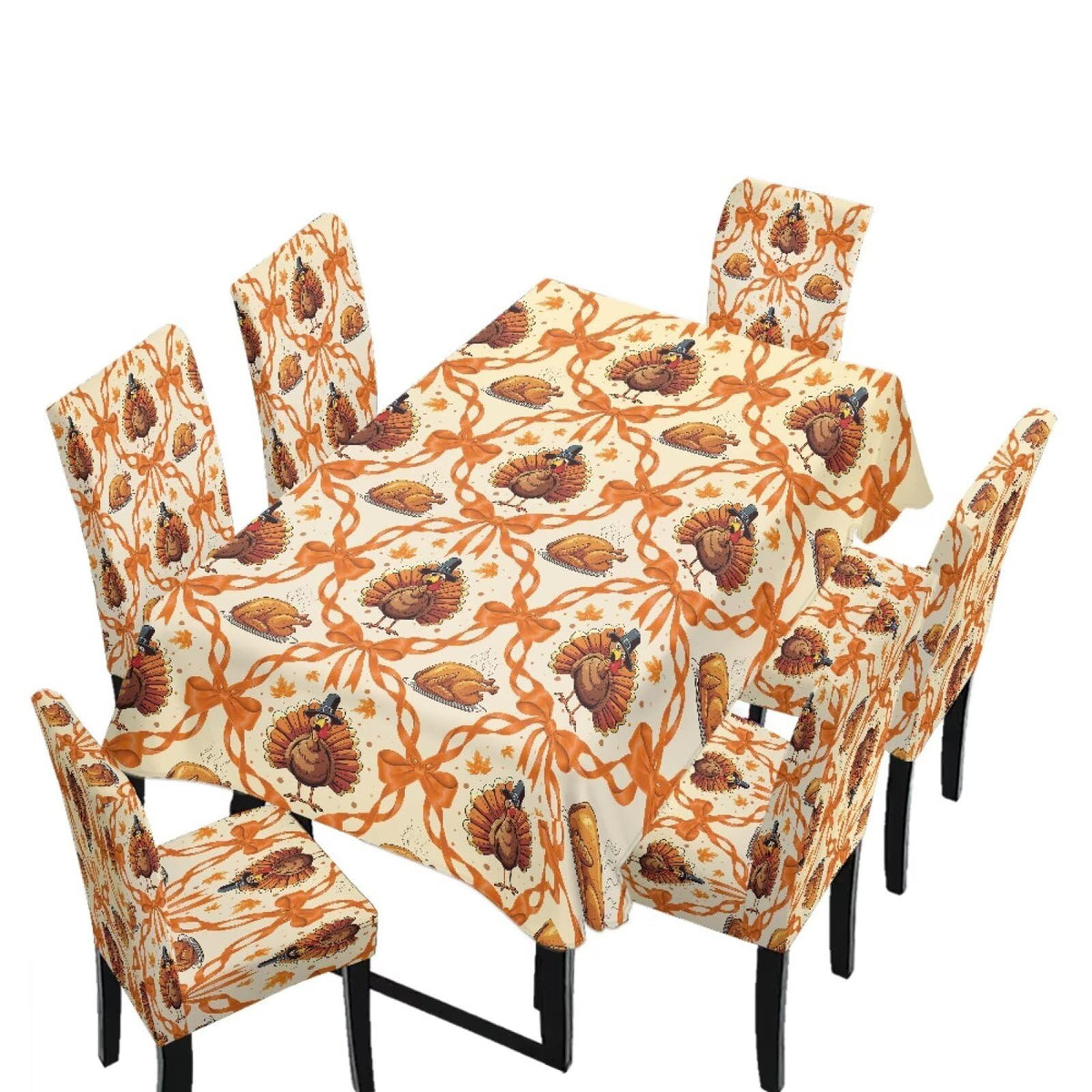 Thanksgiving Rectangle Table Cloth with Dining Chair Cover