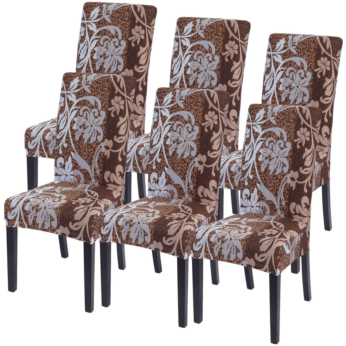 SearchI Dining Room Chair Covers Set of 6, Stretch Jacquard Parsons Chair Slipcovers Super Fit Removable Washable Kitchen Chair Protector Cover for Dining Room, Hotel, Ceremony (Beige Rhombus)