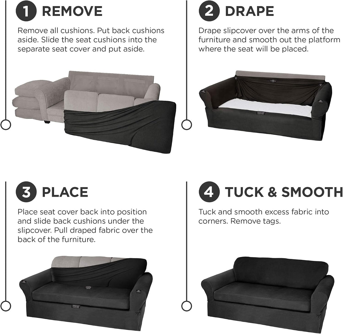 Maytex Pixel 2 Piece Loveseat Slipcover, Black