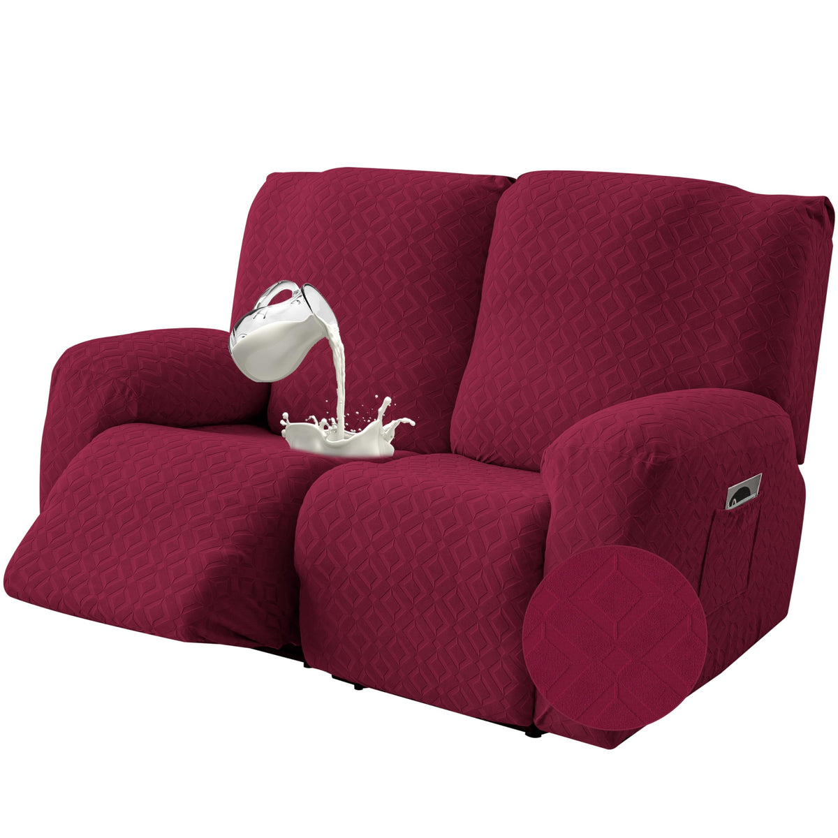 Genina Waterproof Recliner Loveseat Cover,2 Seat with Console,Dark Gray