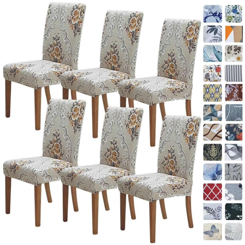SPRINGRICO Chair Covers for Dining Room Set of 4, Stretch Dining Chair Cover, Washable Spandex Kitchen Parsons Chair Slipcovers, Removable Seat Protector for Home or Party (4 Pack, Lotus Gray)