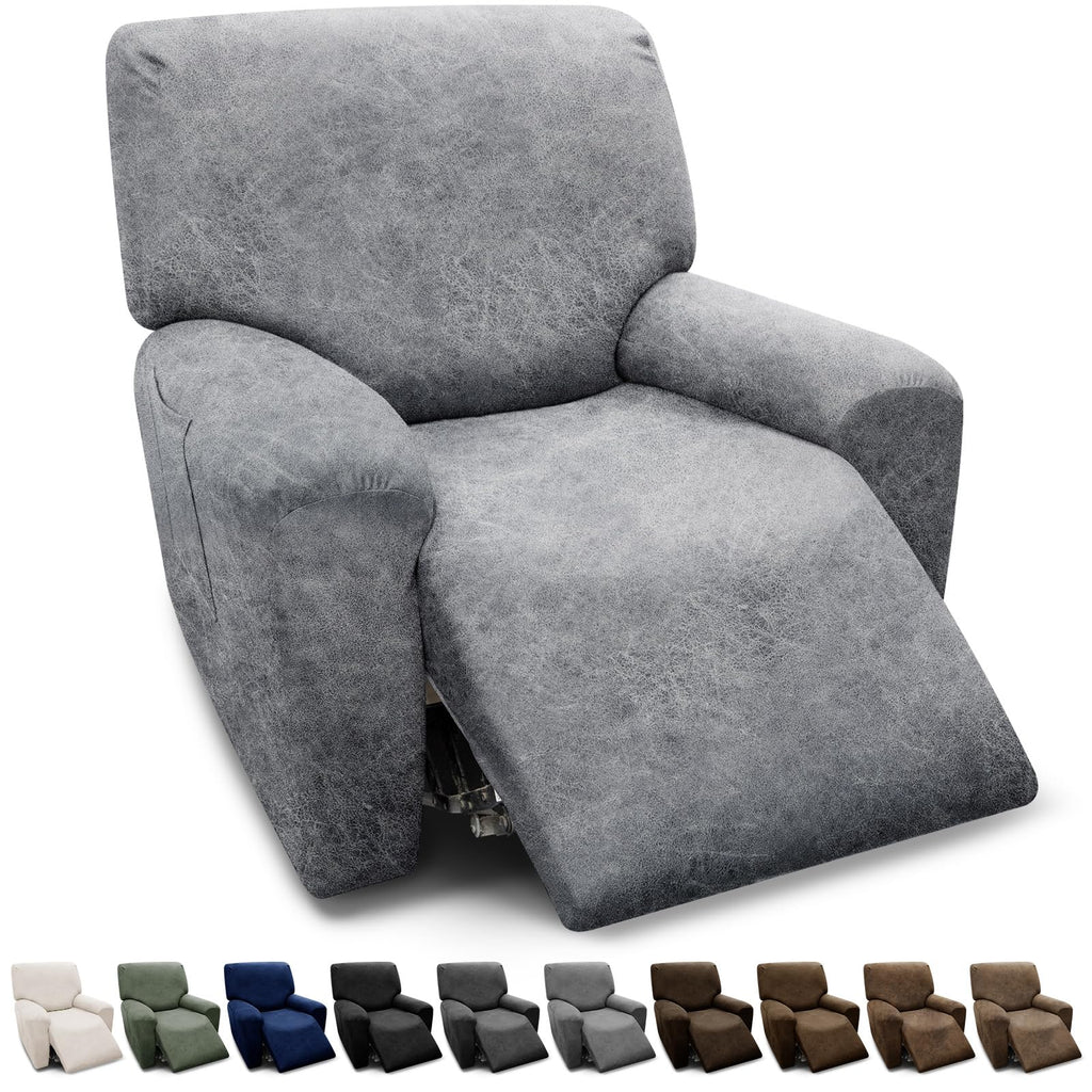 3-Pieces T Cushion Loveseat Slipcovers Leather Look Couch Cover Loveseat Covers for 2 Cushion Couch Furniture Protector Stretch Sofa Cover with 2 Individual T Cushion Seat Covers, Brown