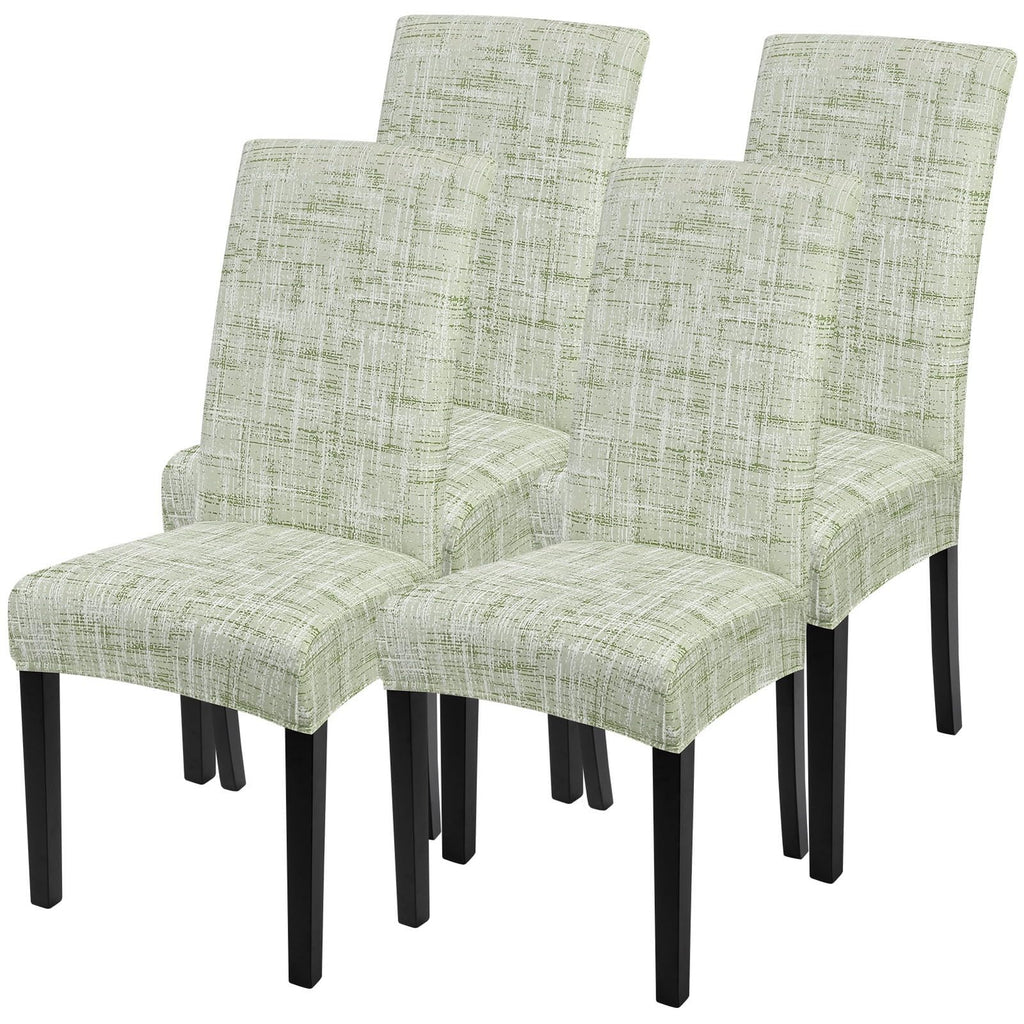 SearchI Dining Room Chair Covers Set of 6, Stretch Jacquard Parsons Chair Slipcovers Super Fit Removable Washable Kitchen Chair Protector Cover for Dining Room, Hotel, Ceremony (Beige Rhombus)