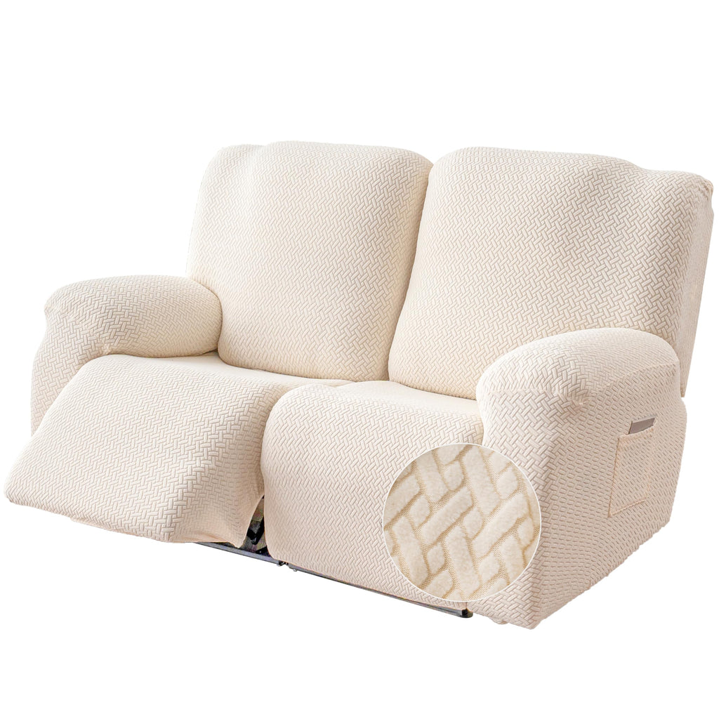 Genina Recliner Loveseat Covers with Console,2 Seater,Taupe