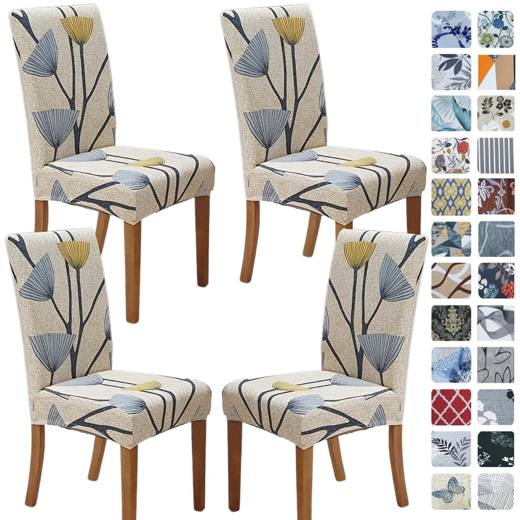 SPRINGRICO Chair Covers for Dining Room Set of 4, Stretch Dining Chair Cover, Washable Spandex Kitchen Parsons Chair Slipcovers, Removable Seat Protector for Home or Party (4 Pack, Lotus Gray)