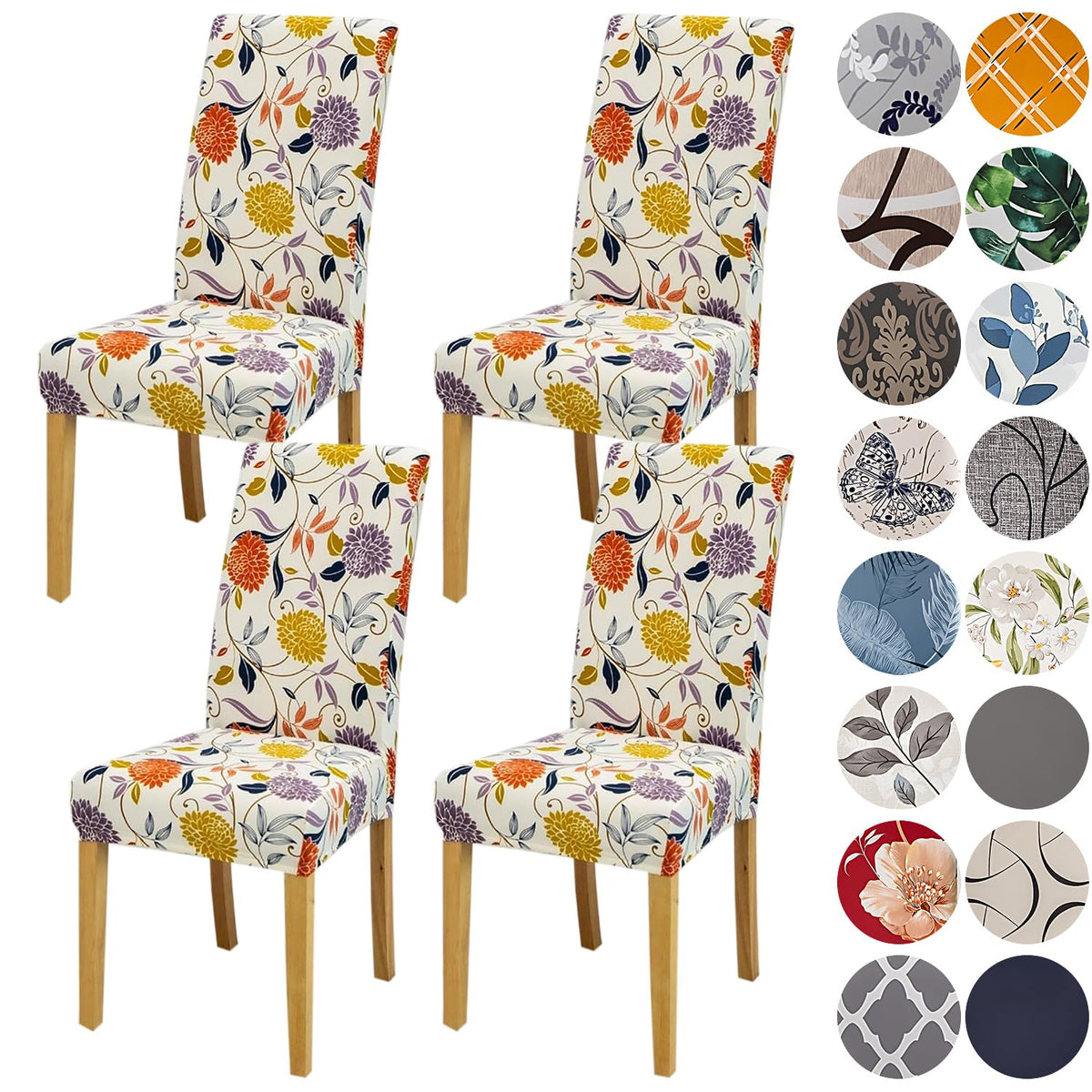 HZDHCLH Dining Chair Covers Set of 4 Stretch Chair Slipcovers Washable