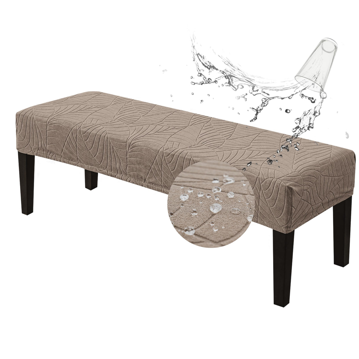 Genina Waterproof Dining Room Bench Covers,Stretch Bench Cover,Beige