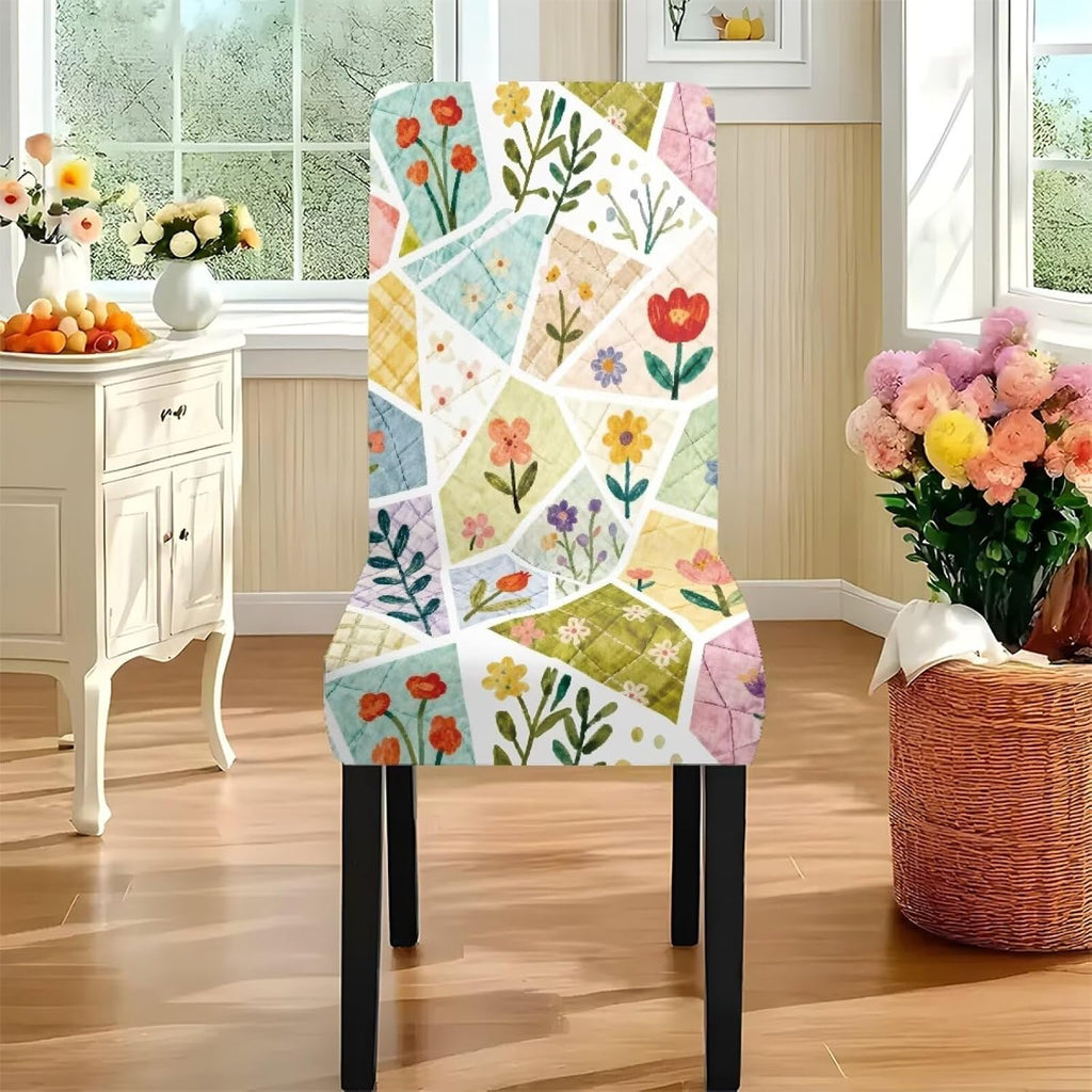 5 Pcs Table Cover Chair Covers Set Coloful Floral Dustproof Kitchen Seat Covers Set of 4 with Table Cover for Home Decor Soft Furniture Protector for Wedding Party Banquet