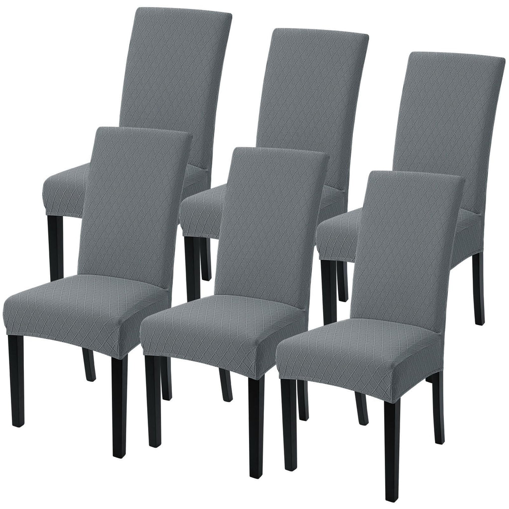 SearchI Dining Room Chair Covers Set of 6, Stretch Jacquard Parsons Chair Slipcovers Super Fit Removable Washable Kitchen Chair Protector Cover for Dining Room, Hotel, Ceremony (Beige Rhombus)