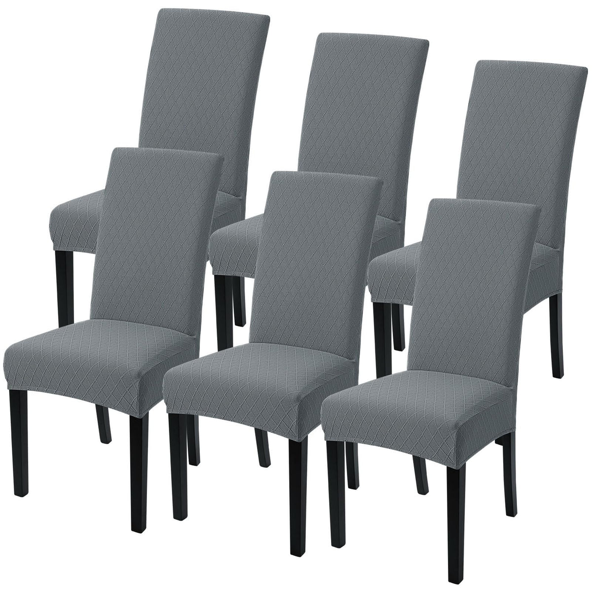 SearchI Dining Room Chair Covers Set of 6, Stretch Jacquard Parsons Chair Slipcovers Super Fit Removable Washable Kitchen Chair Protector Cover for Dining Room, Hotel, Ceremony (Beige Rhombus)