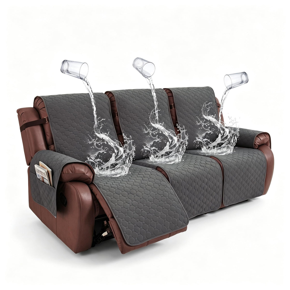 2 Seater Loveseat Recliner Covers, Chocolate