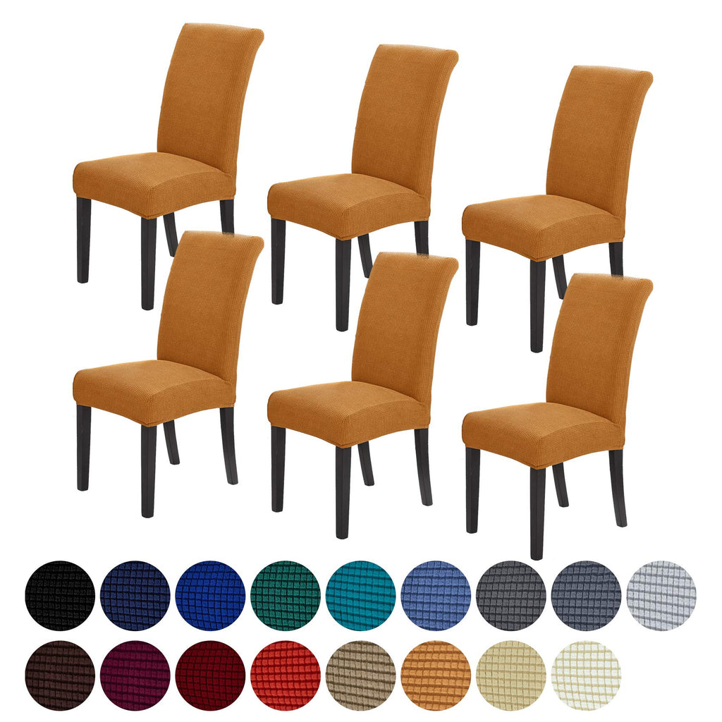 Stretch Chair Covers for Dining Room Set of 4, Removable Washable Dining Room Chair Covers, Dining Chair Slipcovers Seat Protector, Great for Home and Banquet Decor (Pureed Pumpkin, 4 Pack)