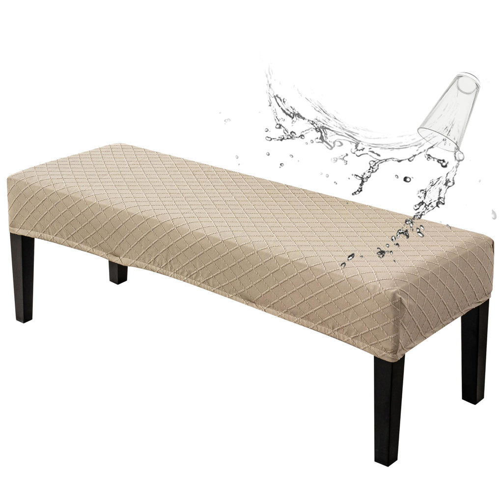 Genina Waterproof Dining Room Bench Covers,Stretch Bench Cover,Beige