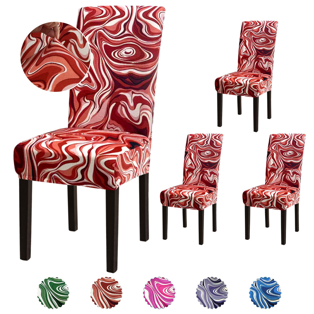 Stretch Dining Room Chair Covers Set of 6, Removable Washable Chair Covers for Dining Chairs,Dining Room, Hotel, Ceremony