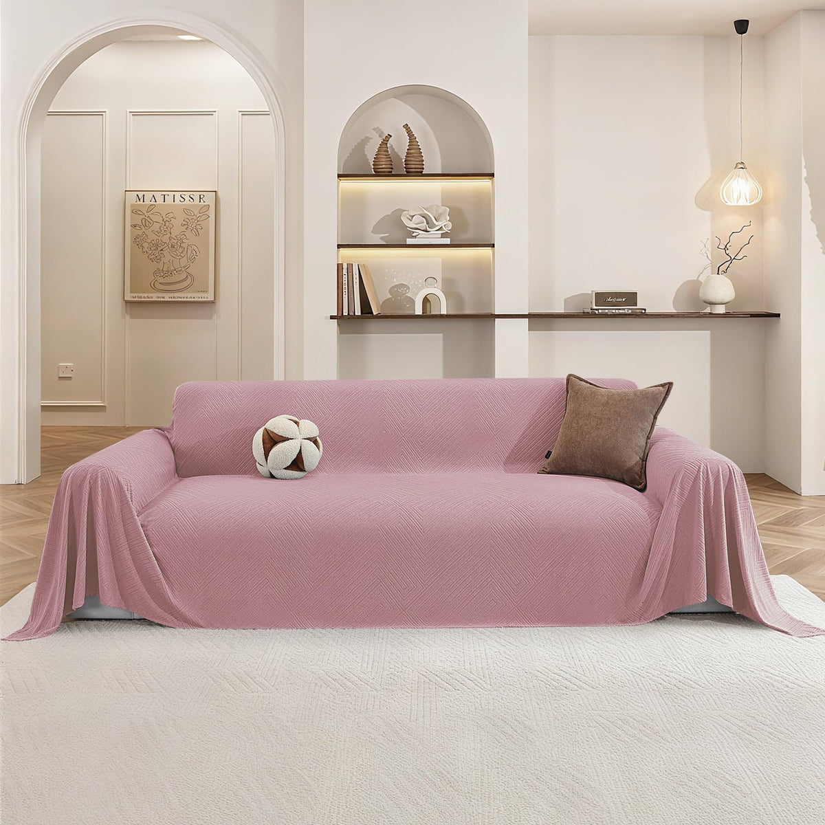 Couch Cover for Dogs, Loveseat 2 Cushion Sofa Cover, Light Grey