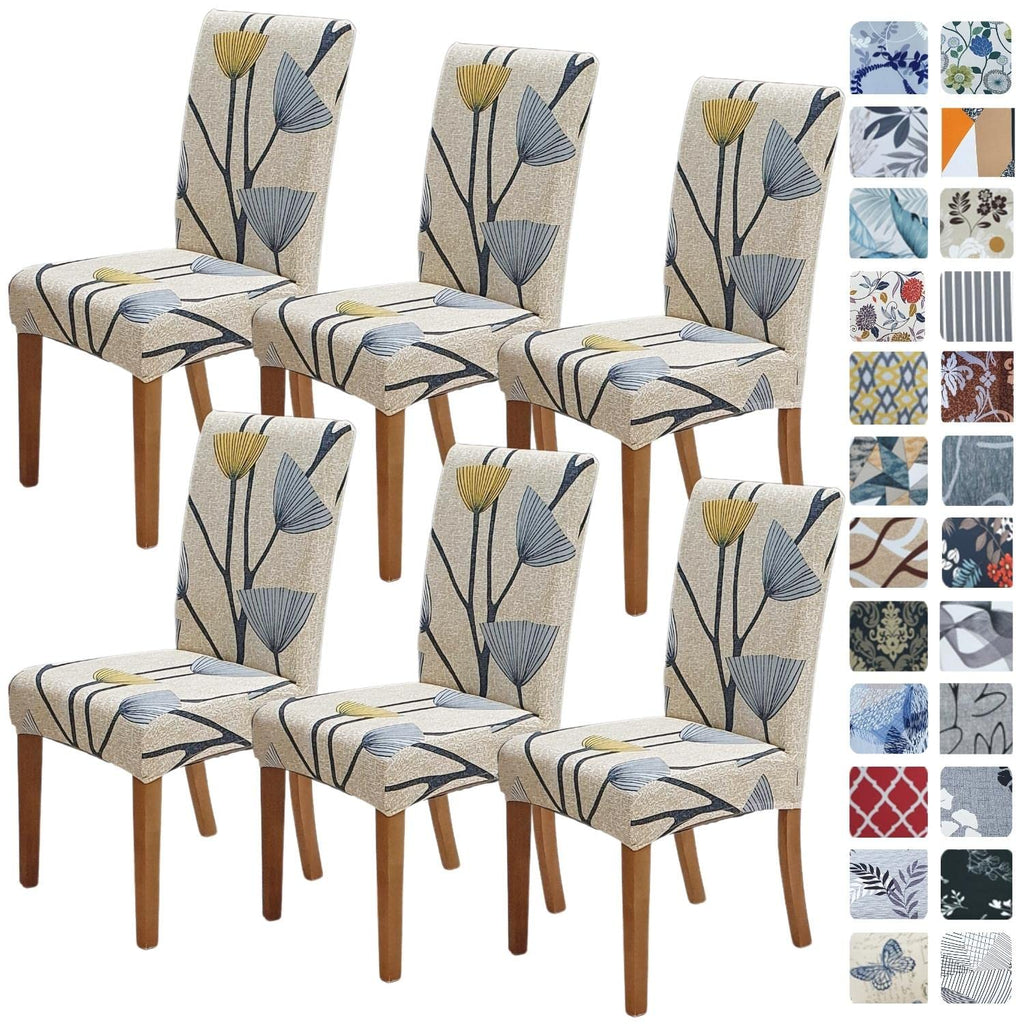 SPRINGRICO Chair Covers for Dining Room Set of 4, Stretch Dining Chair Cover, Washable Spandex Kitchen Parsons Chair Slipcovers, Removable Seat Protector for Home or Party (4 Pack, Lotus Gray)