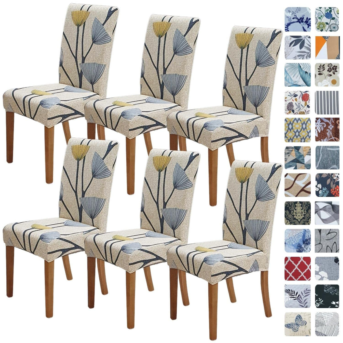 SPRINGRICO Chair Covers for Dining Room Set of 4, Stretch Dining Chair Cover, Washable Spandex Kitchen Parsons Chair Slipcovers, Removable Seat Protector for Home or Party (4 Pack, Lotus Gray)