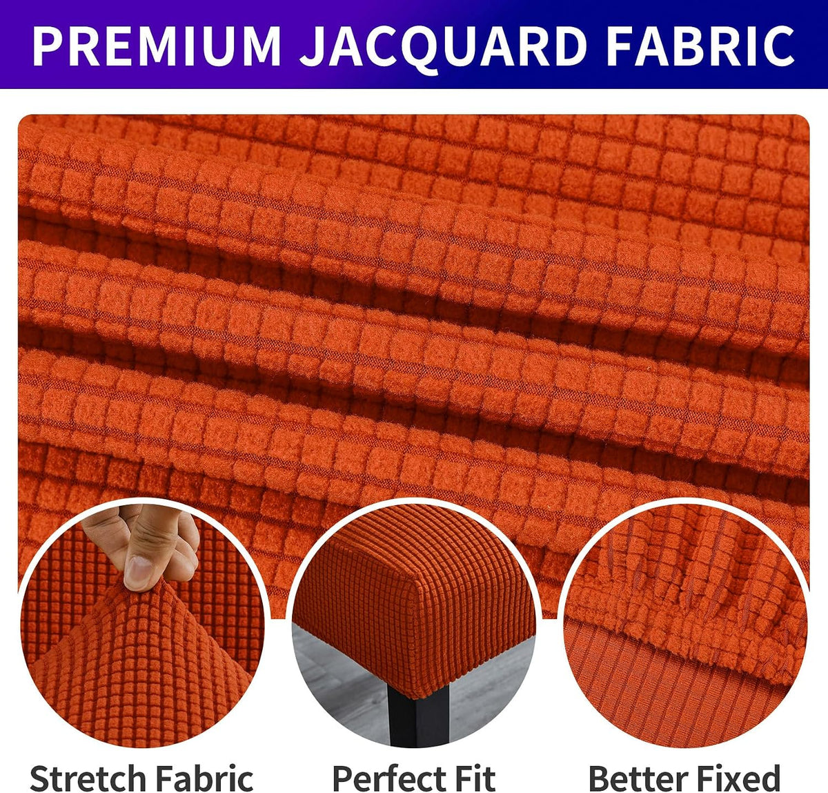 Stretch Chair Covers for Dining Room Set of 4, Removable Washable Dining Room Chair Covers, Dining Chair Slipcovers Seat Protector, Great for Home and Banquet Decor (Pureed Pumpkin, 4 Pack)