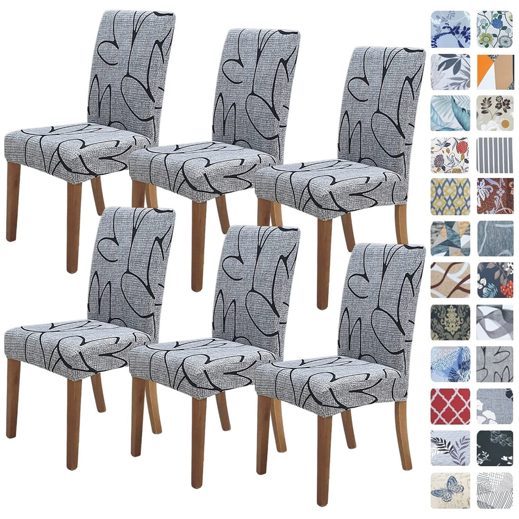 SPRINGRICO Chair Covers for Dining Room Set of 4, Stretch Dining Chair Cover, Washable Spandex Kitchen Parsons Chair Slipcovers, Removable Seat Protector for Home or Party (4 Pack, Lotus Gray)