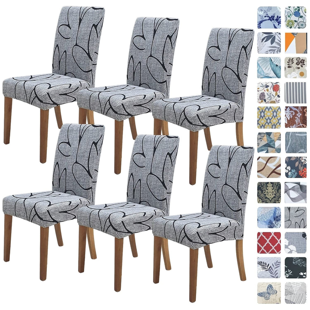 SPRINGRICO Chair Covers for Dining Room Set of 4, Stretch Dining Chair Cover, Washable Spandex Kitchen Parsons Chair Slipcovers, Removable Seat Protector for Home or Party (4 Pack, Lotus Gray)