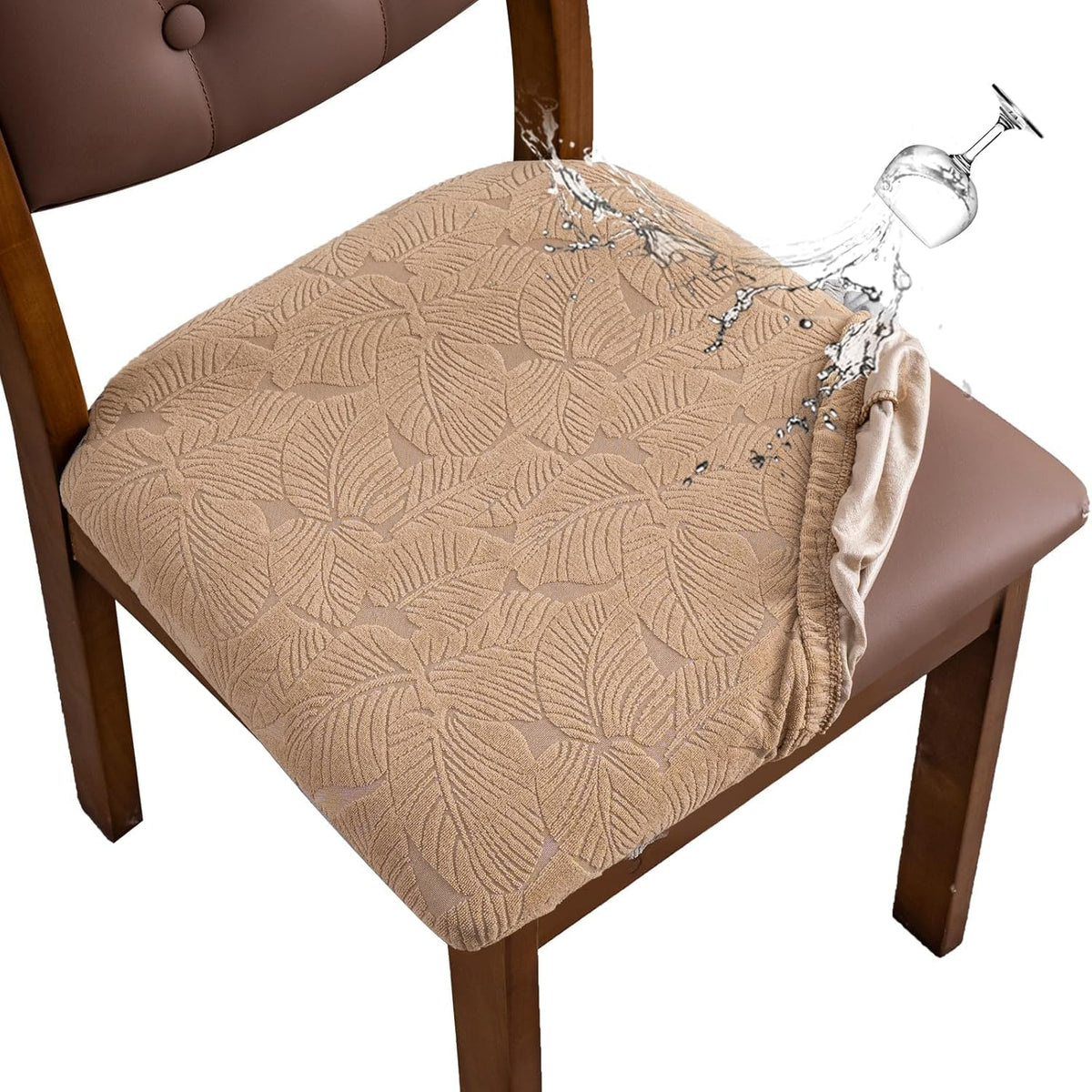 Waterproof Dining Room Chair Covers Set of 6,Taupe,Large