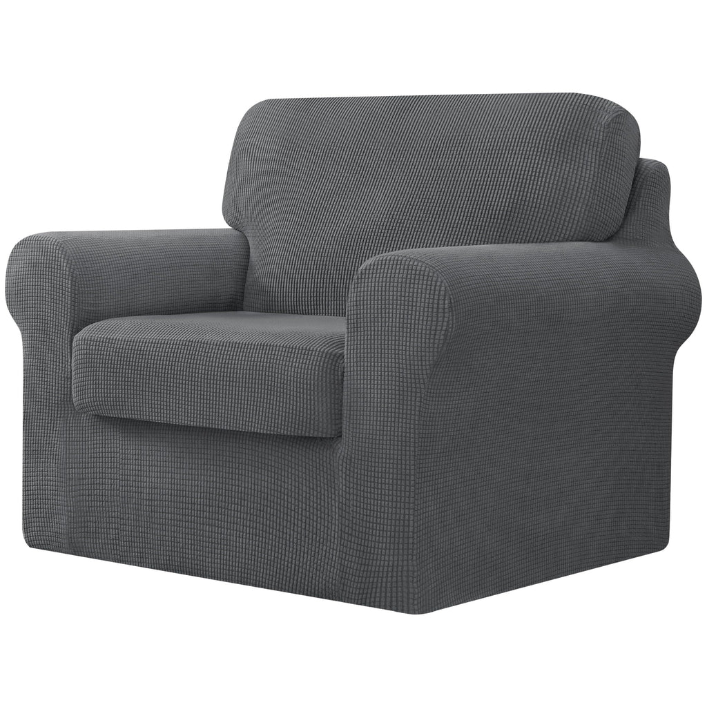 CHUN YI 5 Piece Stretch Couch Covers for Sofa, Loveseat, Grey