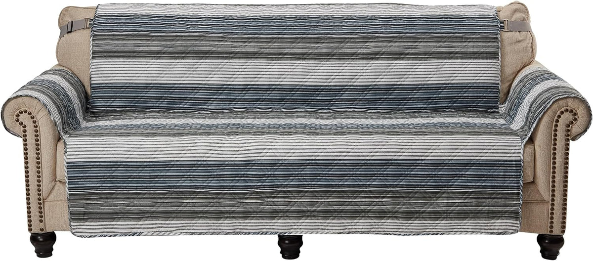 Brilliant Sunshine Multi Grey Stripes Couch Loveseat Slip Cover for Dogs