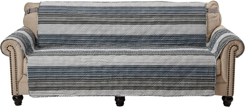 Brilliant Sunshine Multi Grey Stripes Couch Loveseat Slip Cover for Dogs