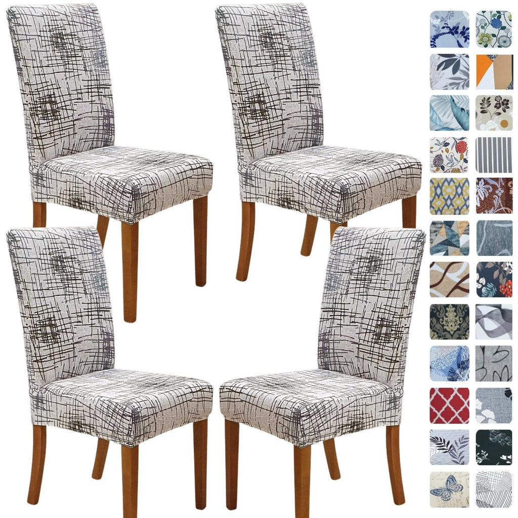 SPRINGRICO Chair Covers for Dining Room Set of 4, Stretch Dining Chair Cover, Washable Spandex Kitchen Parsons Chair Slipcovers, Removable Seat Protector for Home or Party (4 Pack, Lotus Gray)