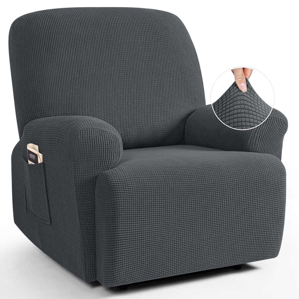 TAOCOCO Stretch Loveseat Recliner Covers 6 Piece, Charcoal Grey