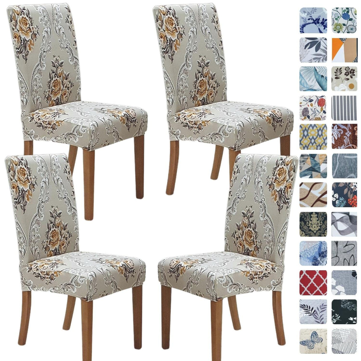 SPRINGRICO Chair Covers for Dining Room Set of 4, Stretch Dining Chair Cover, Washable Spandex Kitchen Parsons Chair Slipcovers, Removable Seat Protector for Home or Party (4 Pack, Lotus Gray)