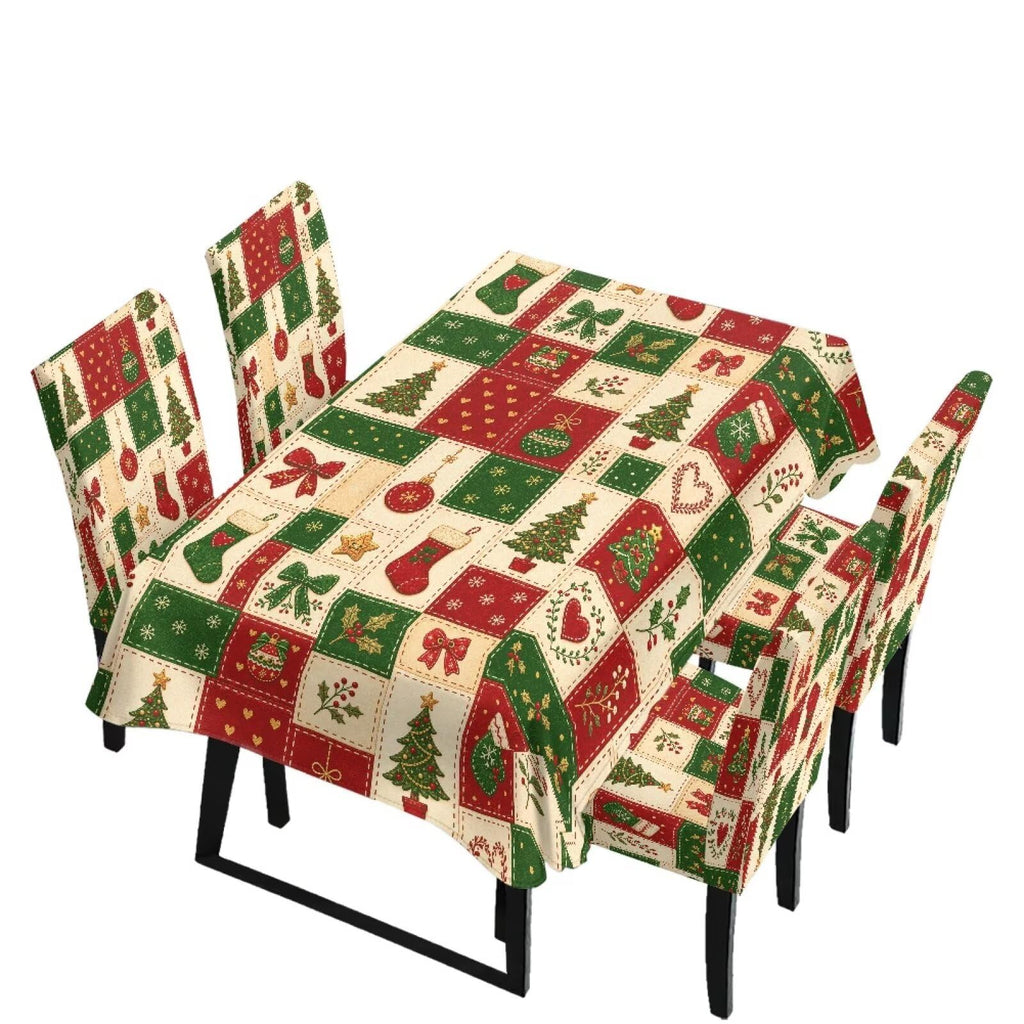 Poinsettia Dining Table & Chair Cover Set for Christmas, Stretch