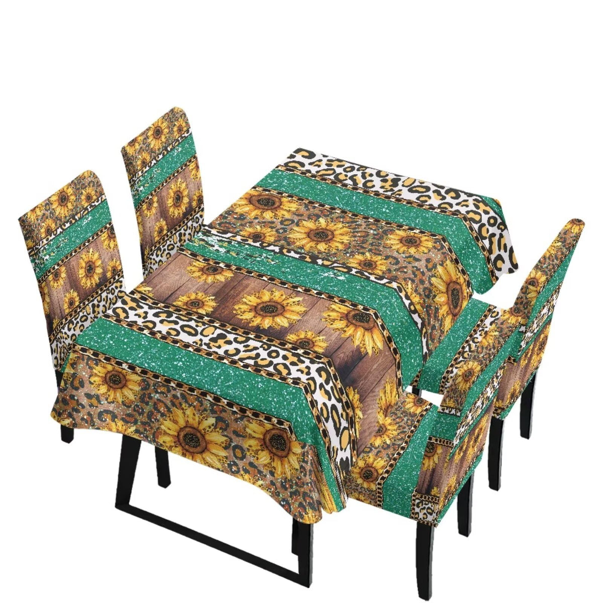 Dining Seat Slipcovers for Easter Decor Set of 7 Includes Tablecloths and Stretch Removable Dining Room Chair Covers Stain Resistant Table Protector, Easter Egg Love Heart Gnome Print