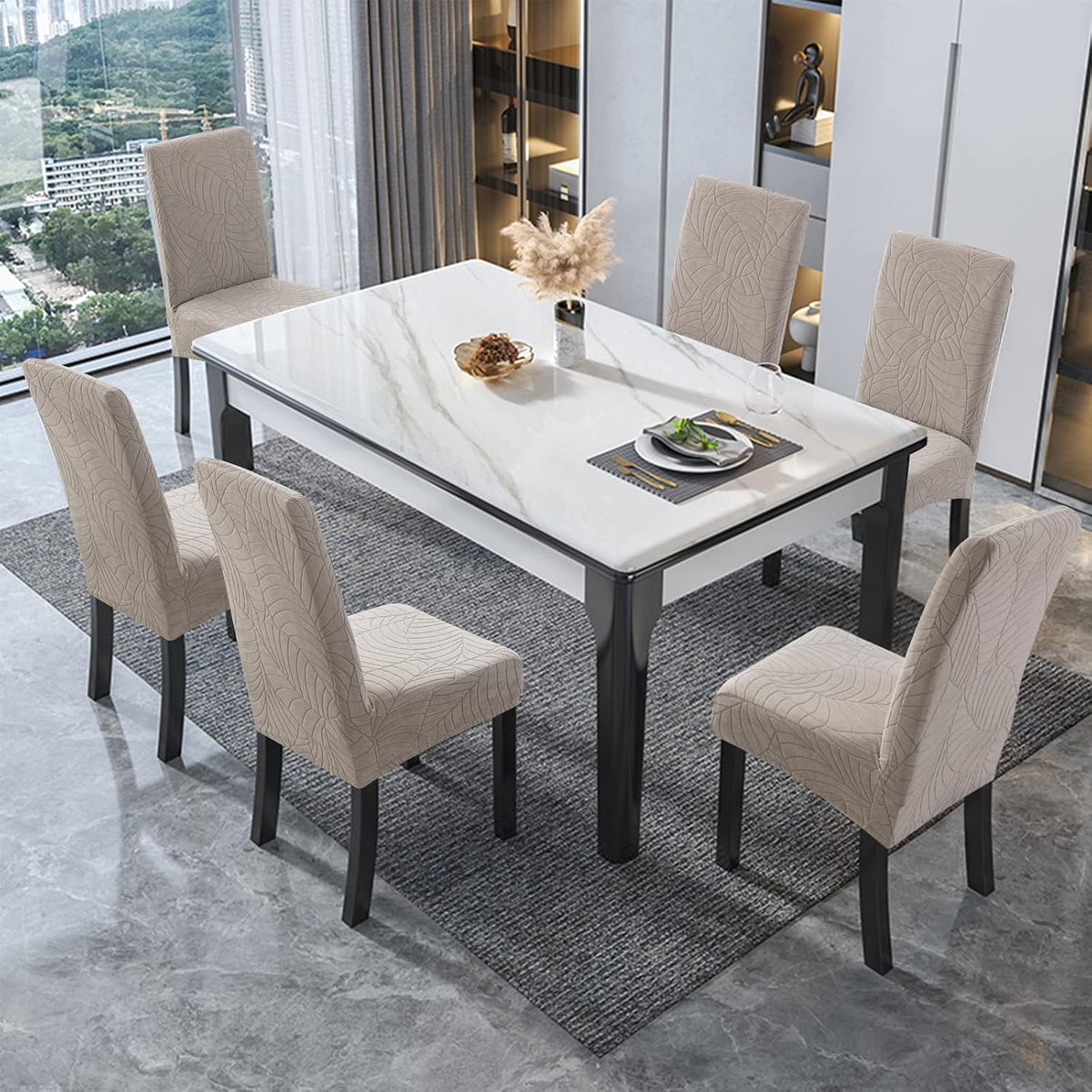 Genina Waterproof Dining Chair Covers Set of 4 Parsons Chair Slipcovers
