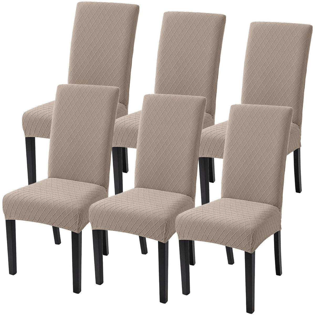 SearchI Chair Covers Slipcovers Set of 4, Spandex Super Fit Stretch Removable Washable Kitchen Parsons Protector for Dining Room,Hotel,Ceremony,Beige+Flowers