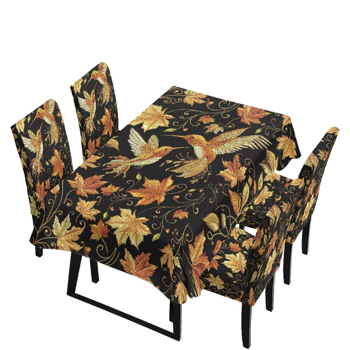 5 Pack Dining Room Chair Cover Set and Table Cloth Rectangle, Dust Proof Machine Washable Tablecloths Comfortable Chair Seat Slipcovers for Restaurant Decor, Abstract Fluid Marble