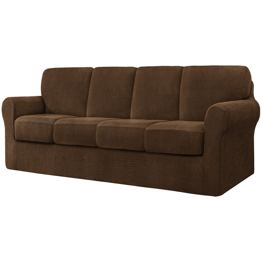 CHUN YI 5 Piece Stretch Couch Covers for Sofa, Loveseat, Khaki