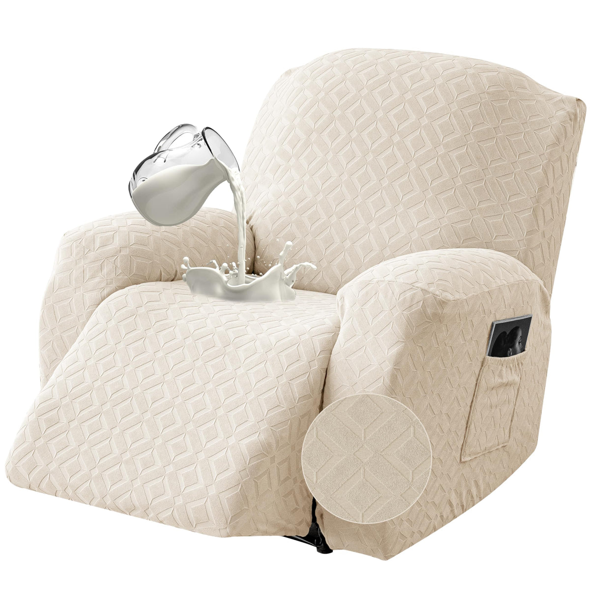 Genina Waterproof Recliner Loveseat Cover,2 Seat with Console,Dark Gray