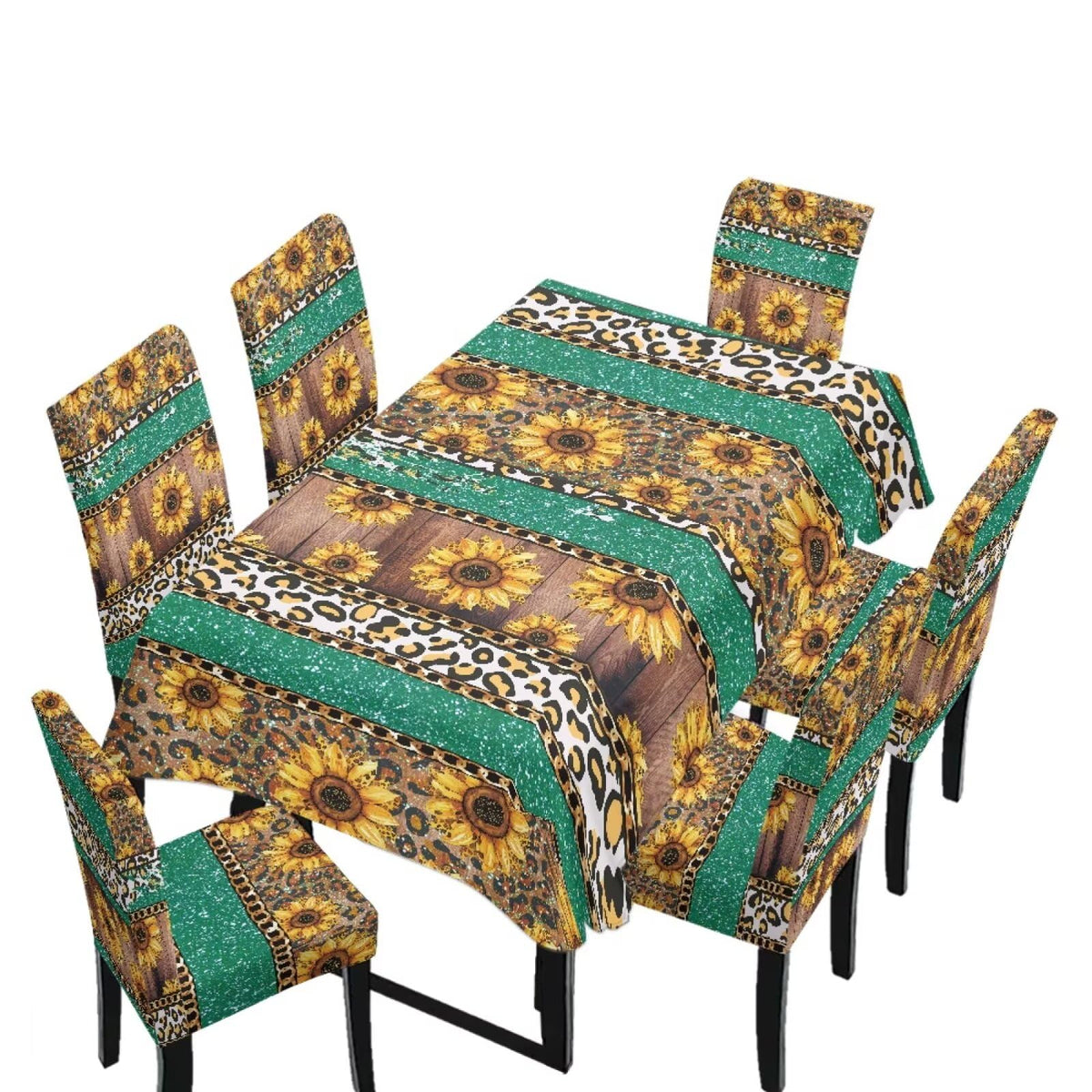 Dining Seat Slipcovers for Easter Decor Set of 7 Includes Tablecloths and Stretch Removable Dining Room Chair Covers Stain Resistant Table Protector, Easter Egg Love Heart Gnome Print