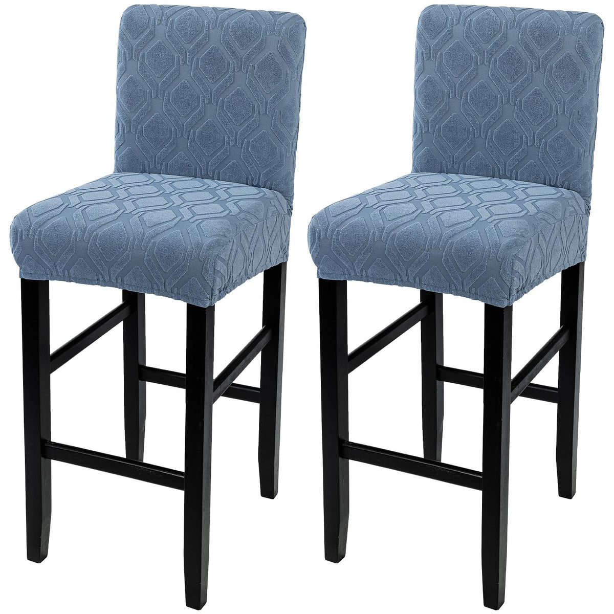 SearchI Bar Stool Covers Set of 4, Stretch Washable Barstool Seat Covers, Counter Height Chair Covers for Kitchen Dining Room Cafe (Beige Linen-Look Print)