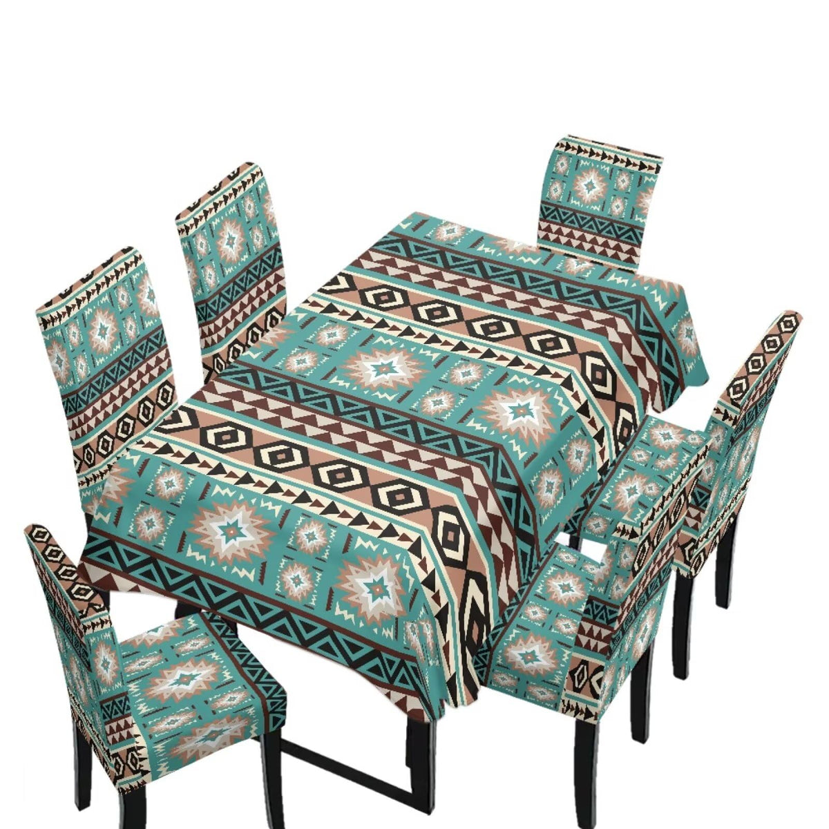 5 Pack Dining Room Chair Cover Set and Table Cloth Rectangle, Dust Proof Machine Washable Tablecloths Comfortable Chair Seat Slipcovers for Restaurant Decor, Abstract Fluid Marble