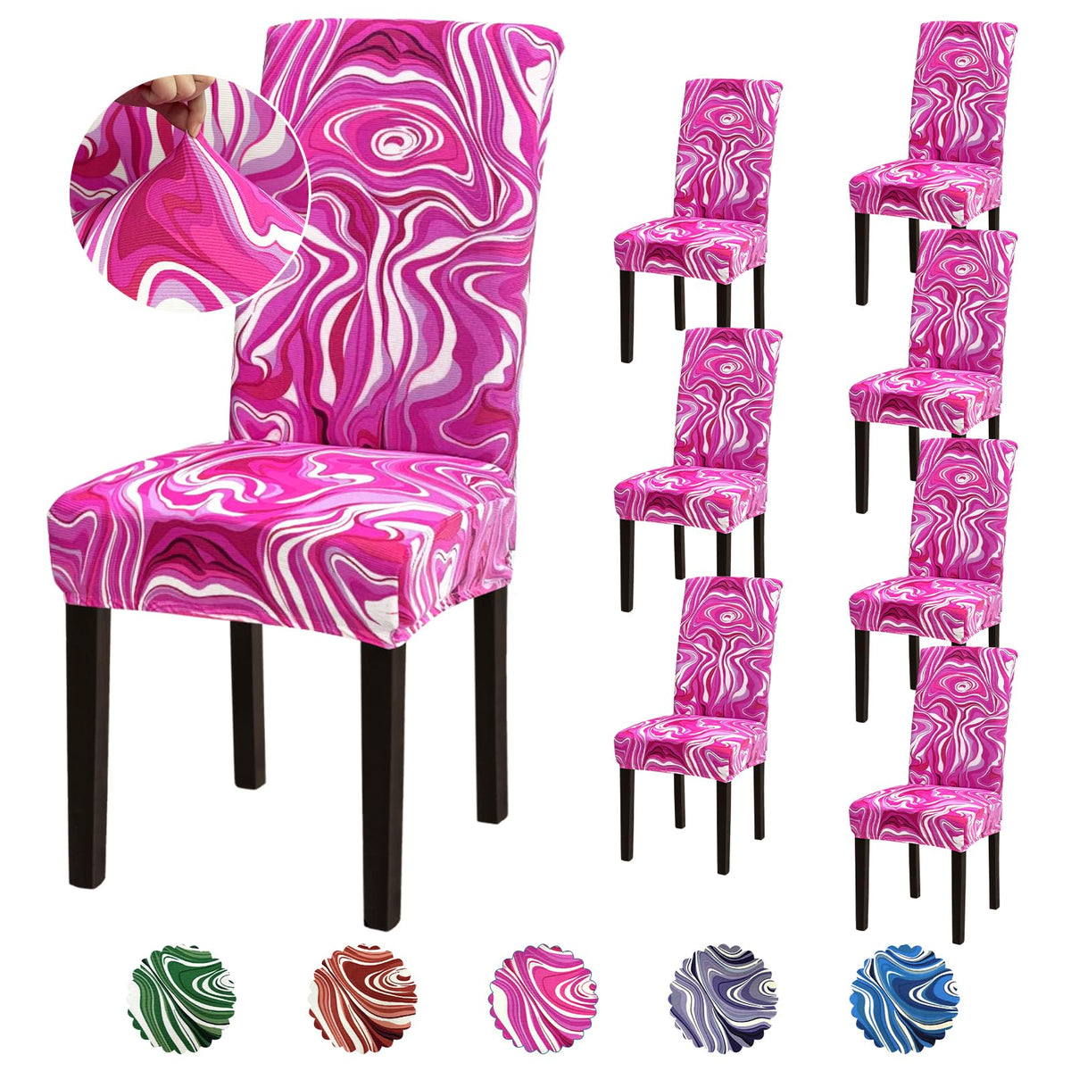 Stretch Dining Room Chair Covers Set of 6, Removable Washable Chair Covers for Dining Chairs,Dining Room, Hotel, Ceremony