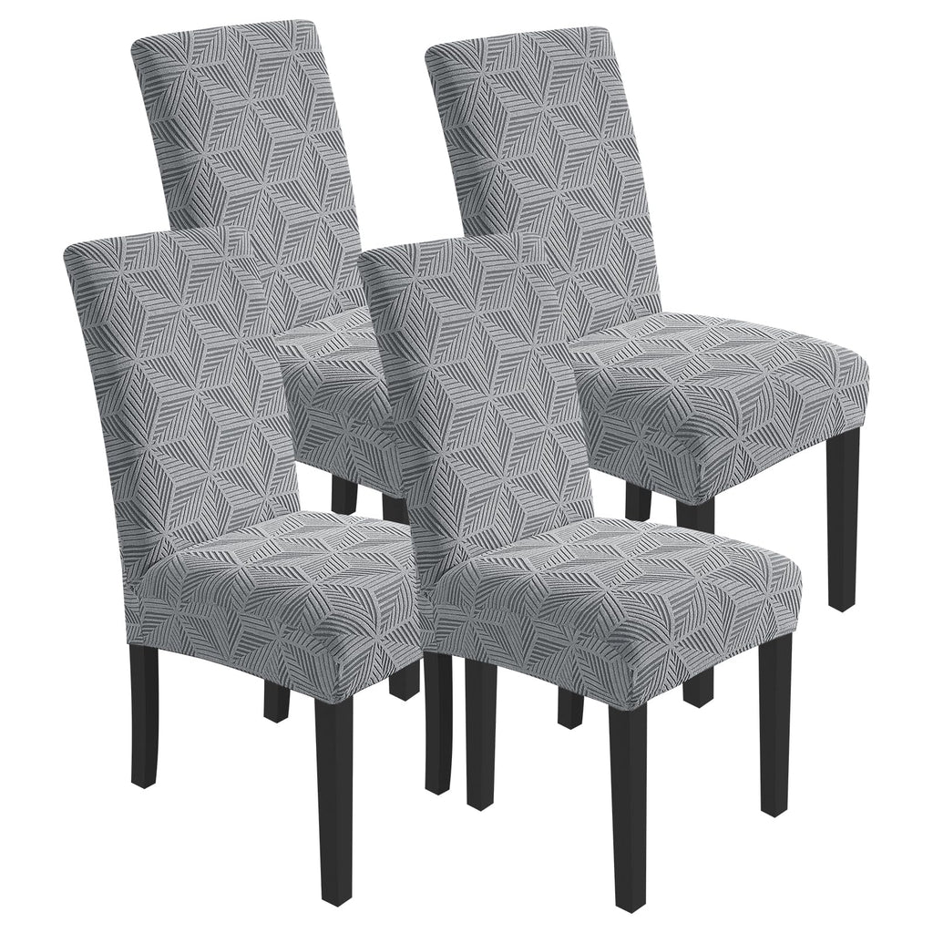 YEMYHOM 2 Packs Latest Checkered Dining Chair Slipcover Parsons Chair Furniture Protector Stretch Chair Covers for Dining Room, Restaurant, Kitchen, Party (Light Gray)